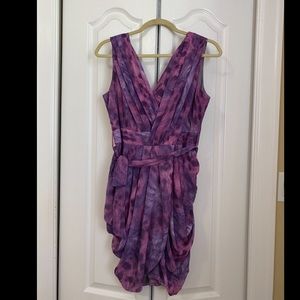 V-Neck draped dress with tie belt